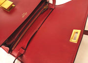 Celine classic medium smooth leather box bag, red and gold hardware