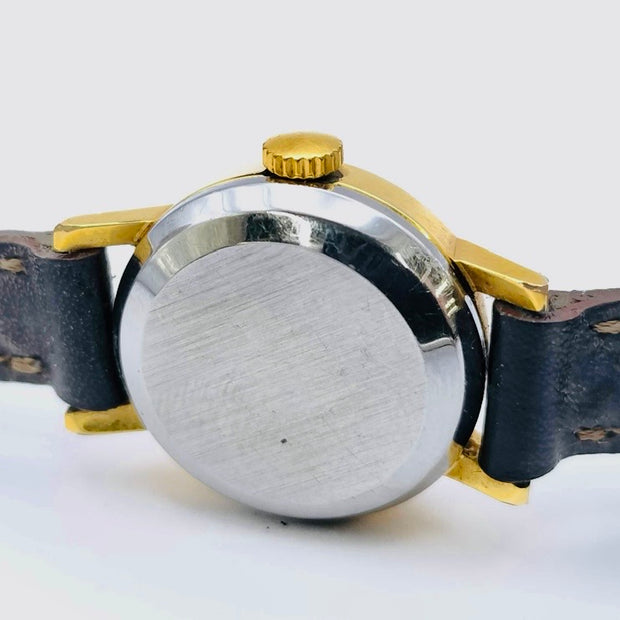 Vintage omega ladymatic automatic leather strap and white round dial watch