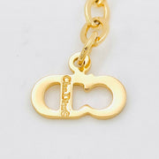 Christian Dior gold and crystals heart logo pendant necklace