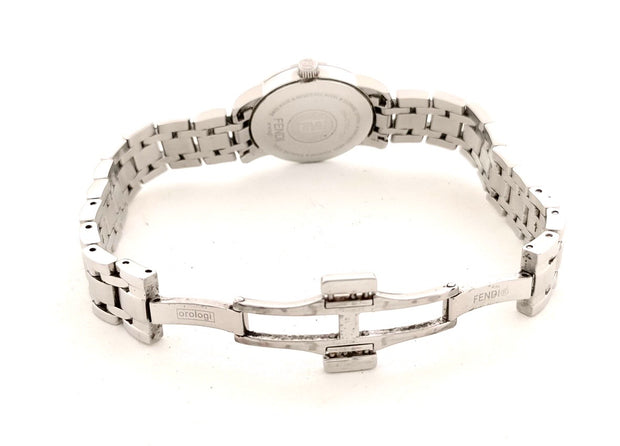 Fendi quartz monogram bracelet white round dial watch