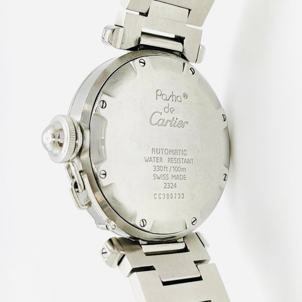 Vintage Cartier pasha de Cartier automatic stainless steel white dial watch