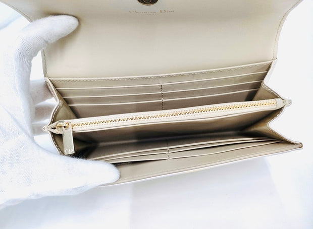 Christian Dior iridescent silver gold hardware caro orchard 30 Montaigne flap long wallet