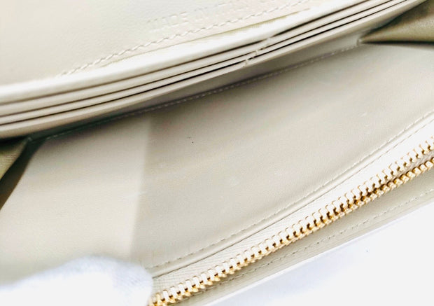 Christian Dior iridescent silver gold hardware caro orchard 30 Montaigne flap long wallet