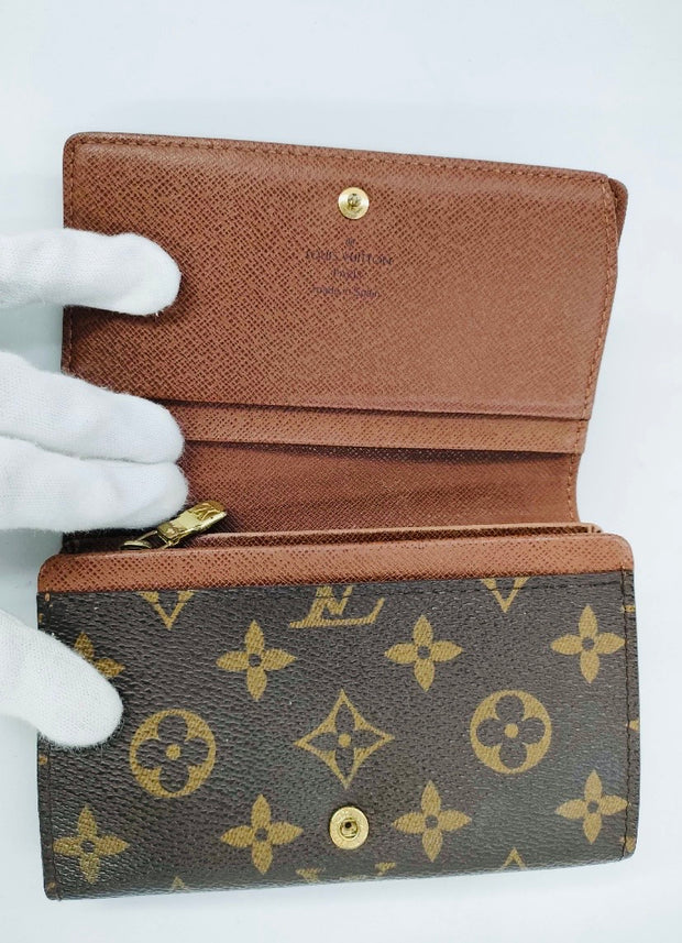 Louis Vuitton LV Monogram Portefeuille Tresor Bifold flap Wallet M61736 gold hardware