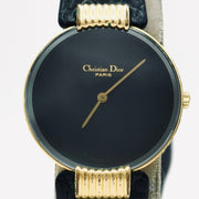 Christian Dior vintage bagira black round dial quartz watch