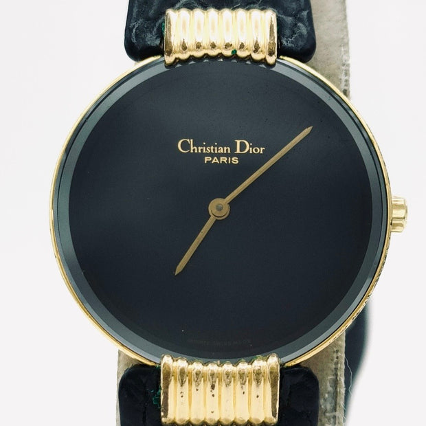 Christian Dior vintage bagira black round dial quartz watch