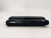 Lady Dior Black trifold long
wallet, silver hardware, patent leather