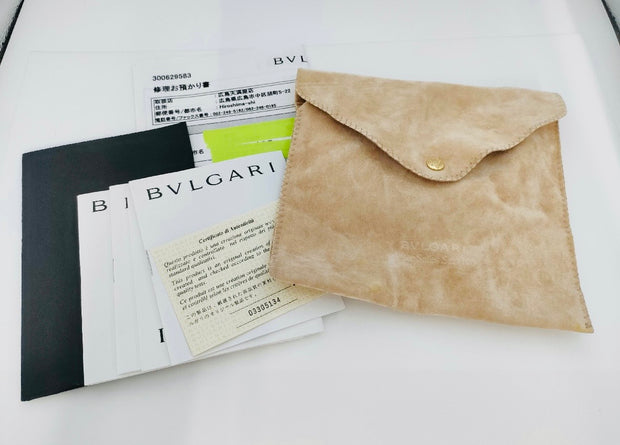 Bvlgari B.zero 1 quartz black round dial olive green leather strap watch