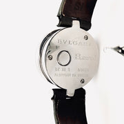 Bvlgari B.zero 1 quartz black round dial olive green leather strap watch