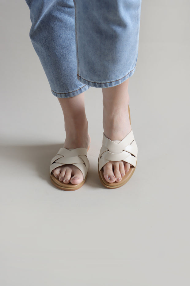 Hayley Intertwine Sliders (Beige) - Our Daily Avenue