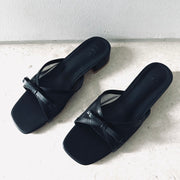 Lune Ribbon Bow Mesh Heels (Black)