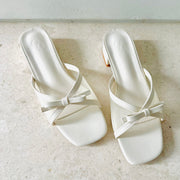 Lune Ribbon Bow Mesh Heel (White)