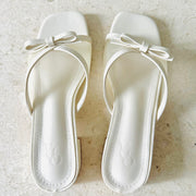 Lune Ribbon Bow Mesh Heel (White)