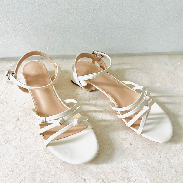Linea Strappy Knots Heel Sandals (White)