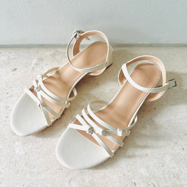 Linea Strappy Knots Heel Sandals (White)