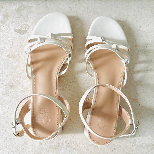 Linea Strappy Knots Heel Sandals (White)