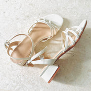 Linea Strappy Knots Heel Sandals (White)