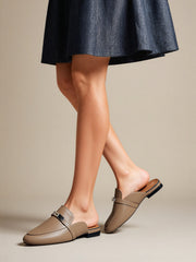 Frame Lock Mules Loafer (Taupe Brown)
