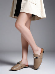 Frame Lock Mules Loafer (Taupe Brown)