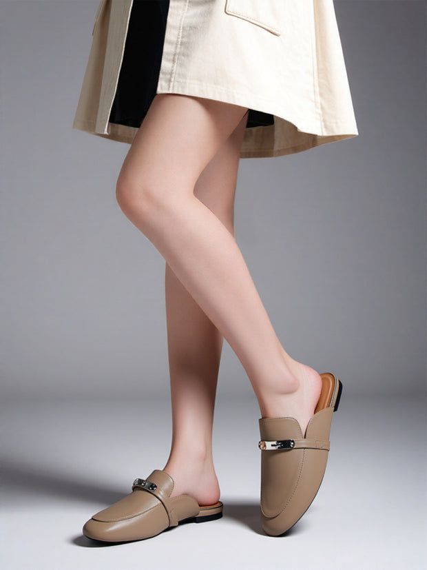 Frame Lock Mules Loafer (Taupe Brown)