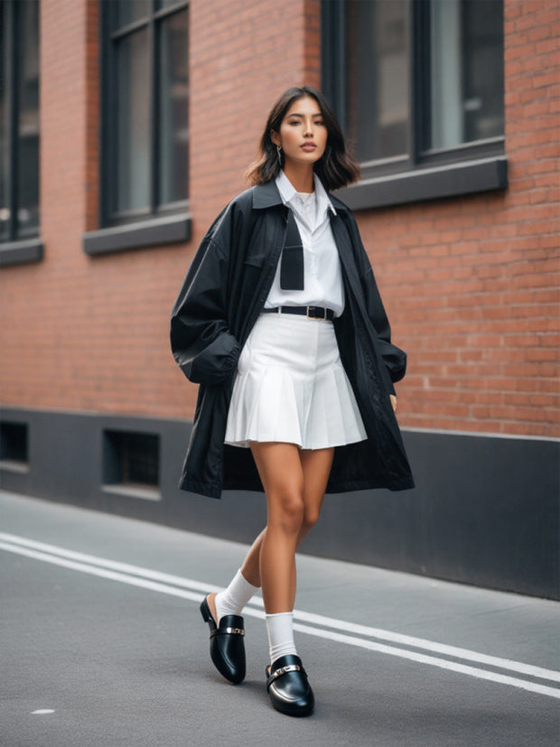 Frame Lock Mules Loafer (Black)