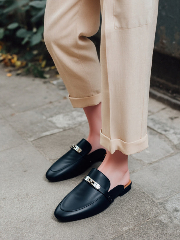 Frame Lock Mules Loafer (Black)