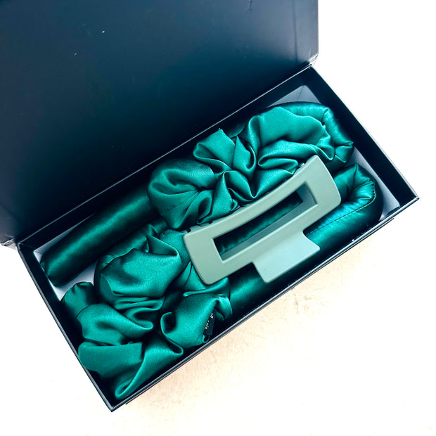 TSM- 100% Mulberry Silk Heatless Hair Curler Set (Headband, Scrunchies & Claw Clip)