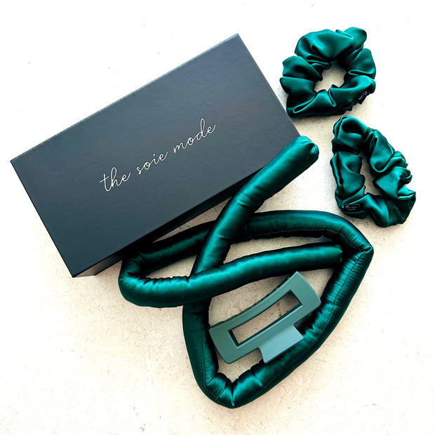 TSM- 100% Mulberry Silk Heatless Hair Curler Set (Headband, Scrunchies & Claw Clip)