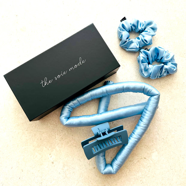 TSM- 100% Mulberry Silk Heatless Hair Curler Set (Headband, Scrunchies & Claw Clip)