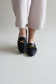 Parker Metallic Bow Loafers (Black) - Our Daily Avenue