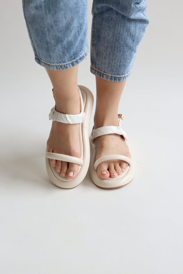 Taylor Scarfed Flatform Sandals (Oat Milk) - Our Daily Avenue