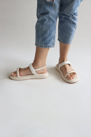 Taylor Scarfed Flatform Sandals (Oat Milk) - Our Daily Avenue
