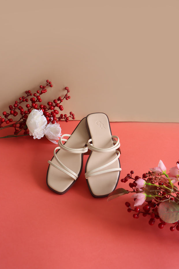 Jane Strappy Sliders (Beige) - Our Daily Avenue